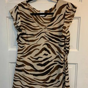 CAbi brown and tan zebra print blouse